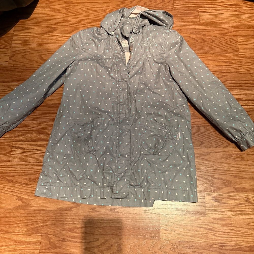 Girls Gray Polka Dot Hooded Jacket‎